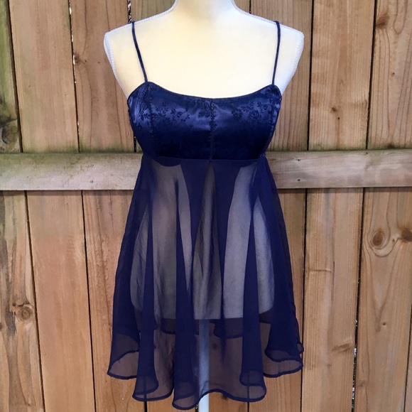Victoria's Secret Other - Victoria's Secret Deep Blue Babydoll Chemise EUC